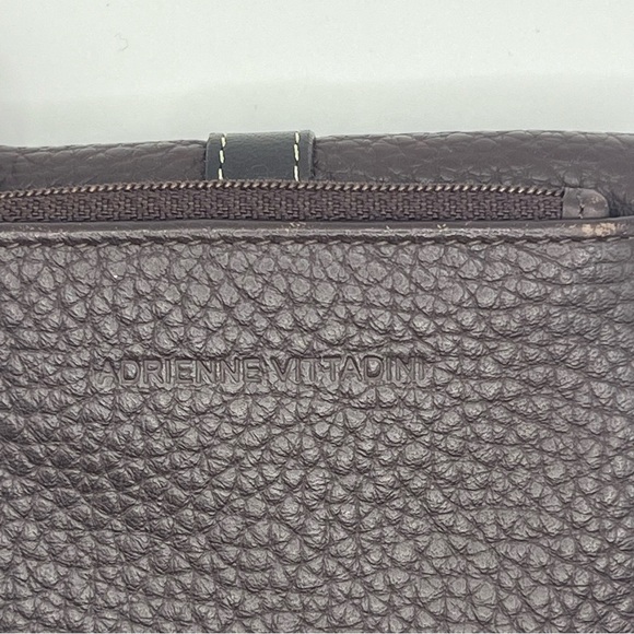 Adrienne Vittatini  Brown Wallet With Buckles Pebbled Leather Faux Vintage - Picture 3 of 8